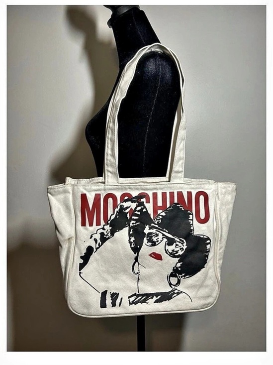 Moschino Handbags - Moschino 30 Years for Ikram Canvas Tote Bag in White & Red